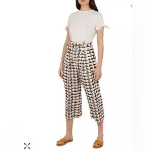 Ted Baker Boa Triangle Print Cropped Trouser Pants Cream Multicolor Size 2